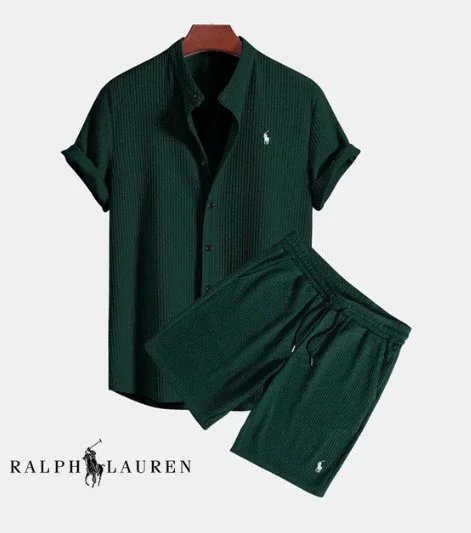 Ralph Lauren Ribbed Short-Sleeve Shirt and Shorts Set Black - 5