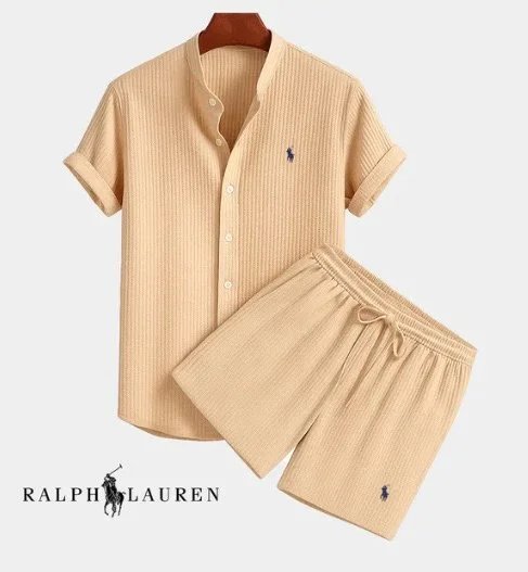 Ralph Lauren Ribbed Short-Sleeve Shirt and Shorts Set Black - 6