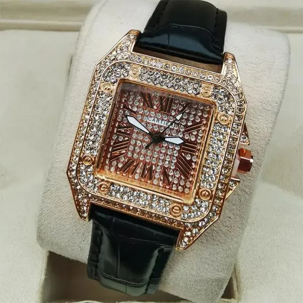Cartier Santos-Dumont Rose Gold Diamond-Encrusted Watch - 1
