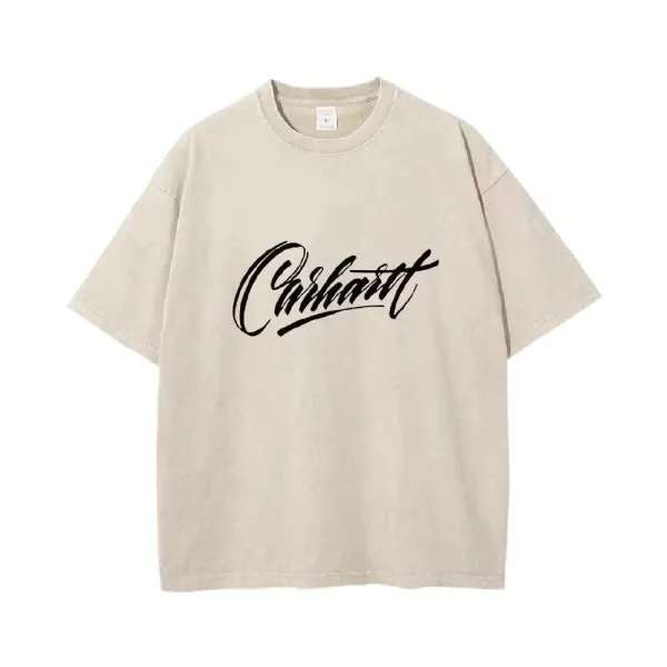 Carhartt Script Logo Beige T-Shirt - 1