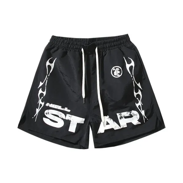 Hellstar Leather-Effect Shorts Royal Blue - 35