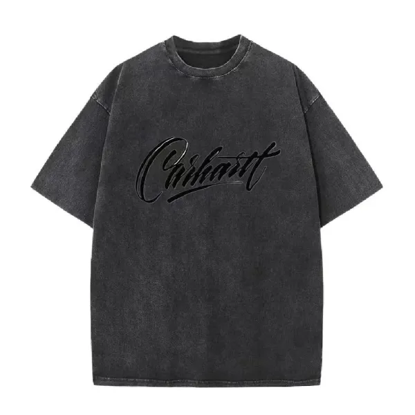 Carhartt WIP Script Logo Washed Black T-Shirt - 1