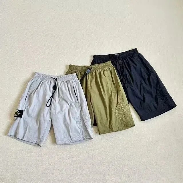 Stone Island Patchwork Velour Shorts Beige - 15