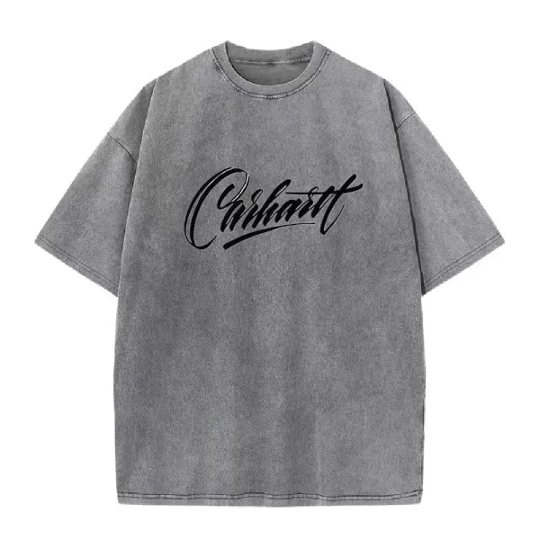 Carhartt Script Logo Pink Washed T-Shirt - 7