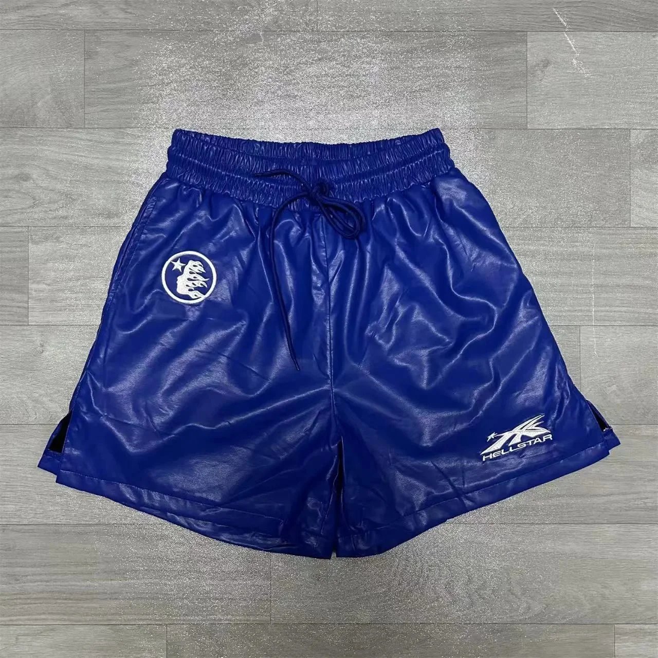 Hellstar Leather-Effect Shorts Royal Blue - 43