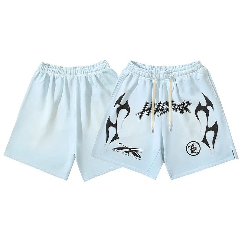 Hellstar Leather-Effect Shorts Royal Blue - 27