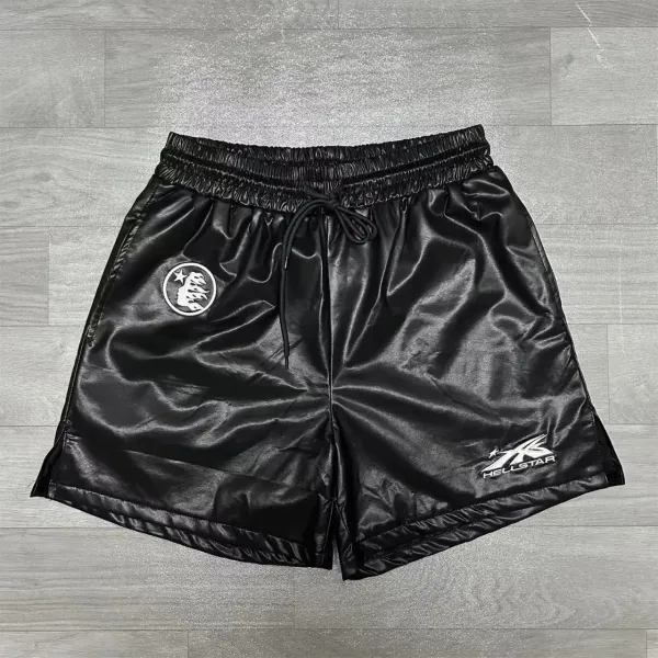 Hellstar Leather-Effect Shorts Royal Blue - 41