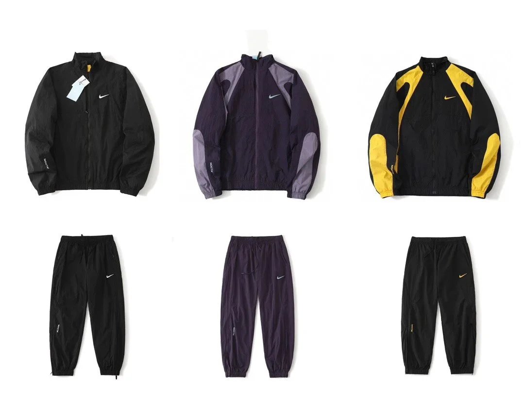 Nike Black and Purple Track Jacket and Pants Set