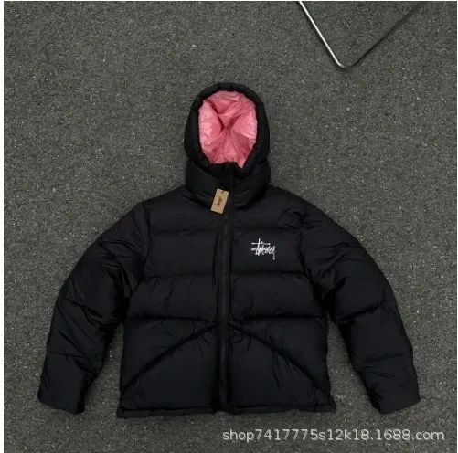 Stüssy Puffer Jacket Black with Pink Lining Down-Jacket - 1