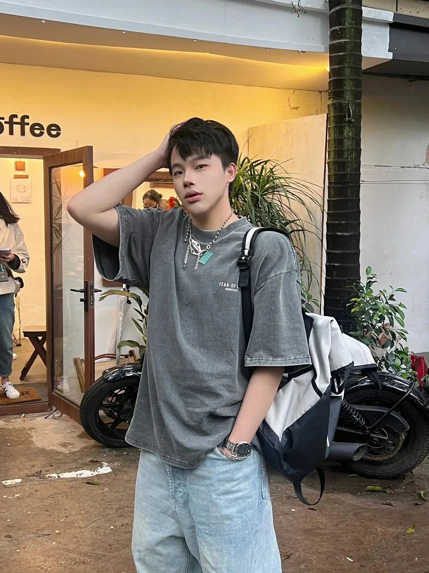 Vintage Washed Letter Print Short Sleeve T-Shirt photo 5