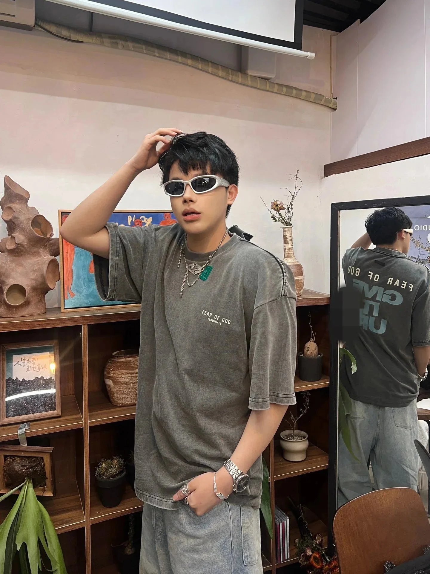 Vintage Washed Letter Print Short Sleeve T-Shirt photo 7