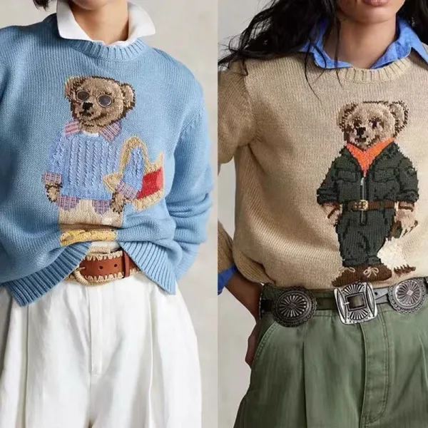 Ralph Lauren Polo Bear Sweater Light Blue Knit Sweater - 2