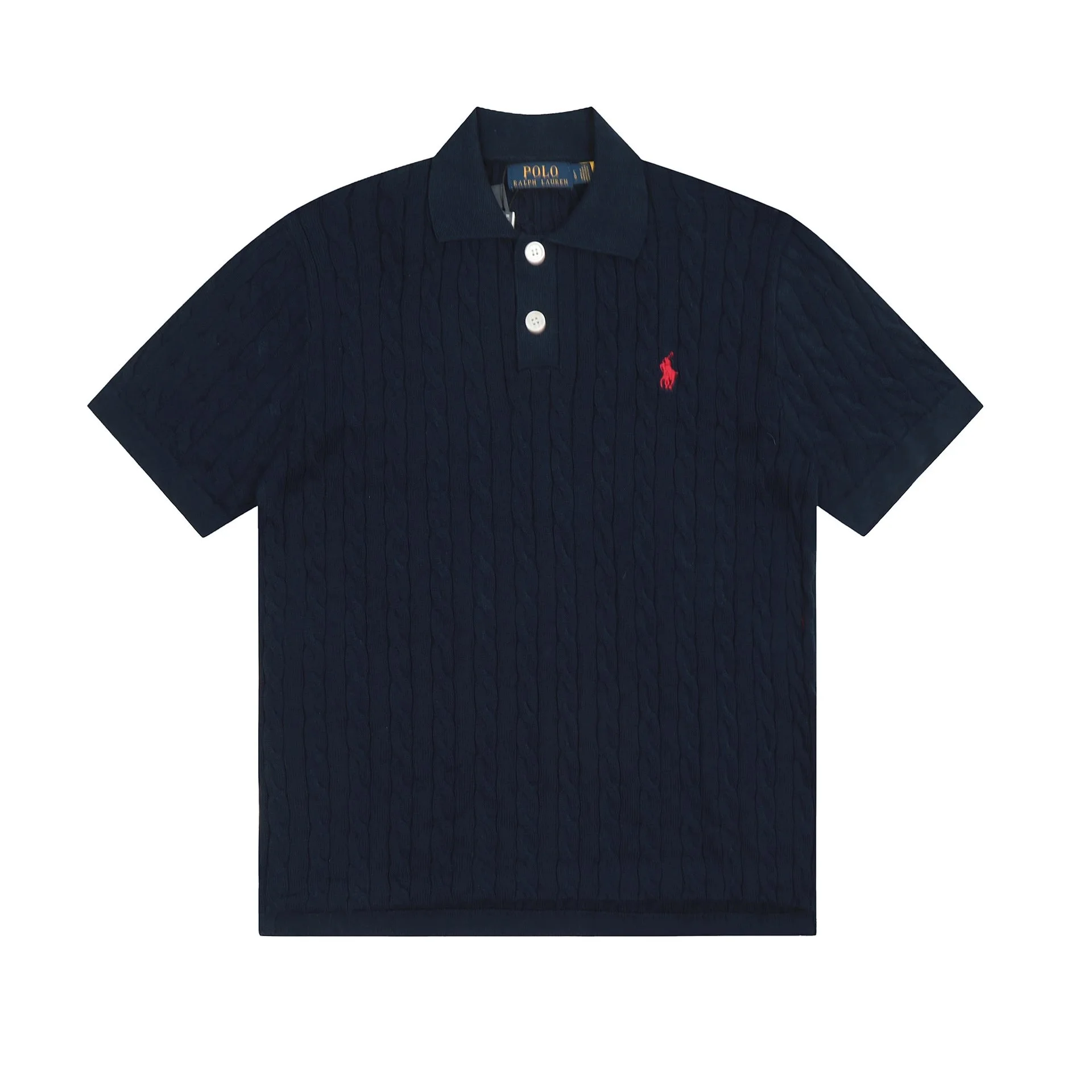 Horse label POLO lapel knitted short-sleeved small twist lapel T-shirt