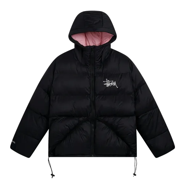 Stüssy Puffer Jacket Black with Pink Lining Down-Jacket - 5