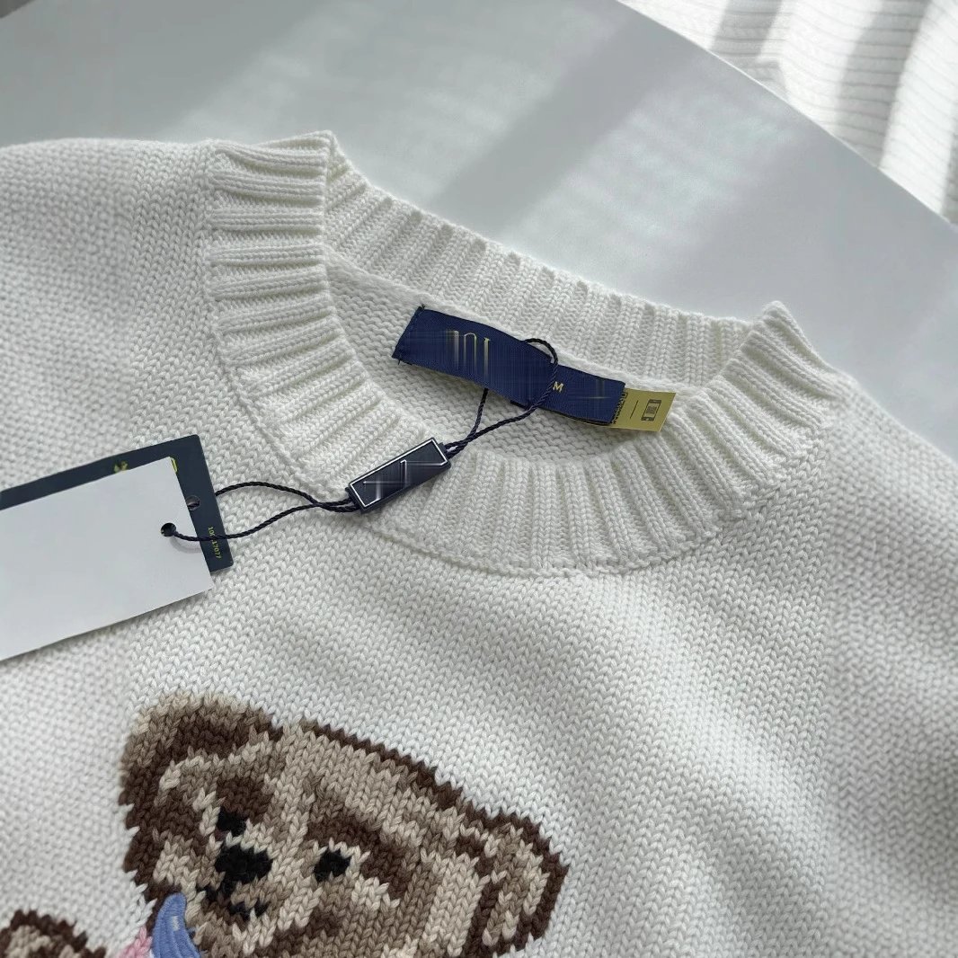 Polo Ralph Lauren White Bear Embroidery Crewneck Sweater