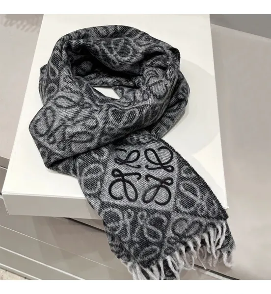 Loewe Anagram Jacquard Cashmere Scarf Beige Cashmere Scarf - 13