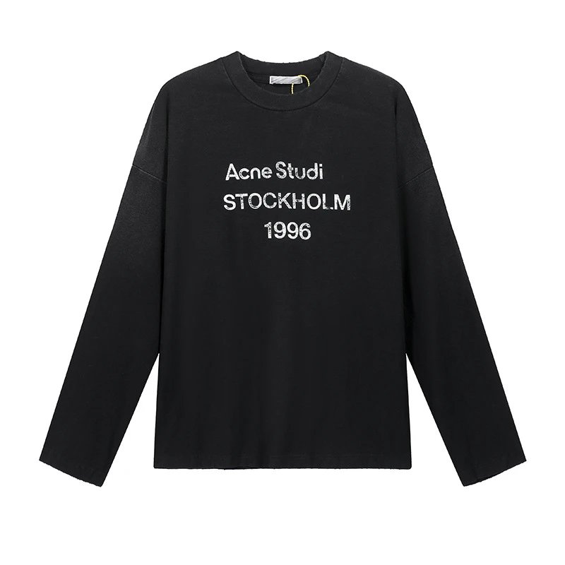 Acne Studios Stockholm 1996 Cream Pink Black Graphic Long Sleeve T-Shirt
