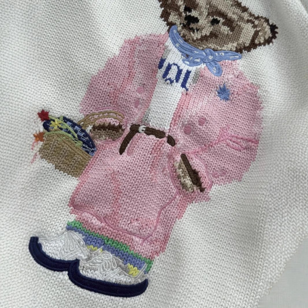 Polo Ralph Lauren White Bear Embroidery Crewneck Sweater