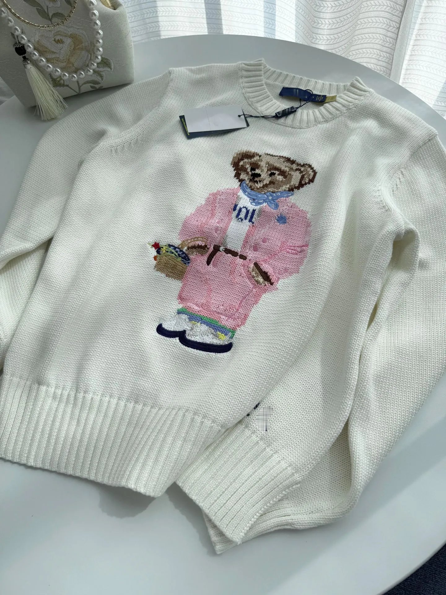 Ralph Lauren Polo Bear Knit Sweater White - 8