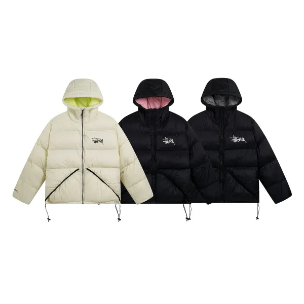 Stüssy Puffer Jacket Black with Pink Lining Down-Jacket - 4