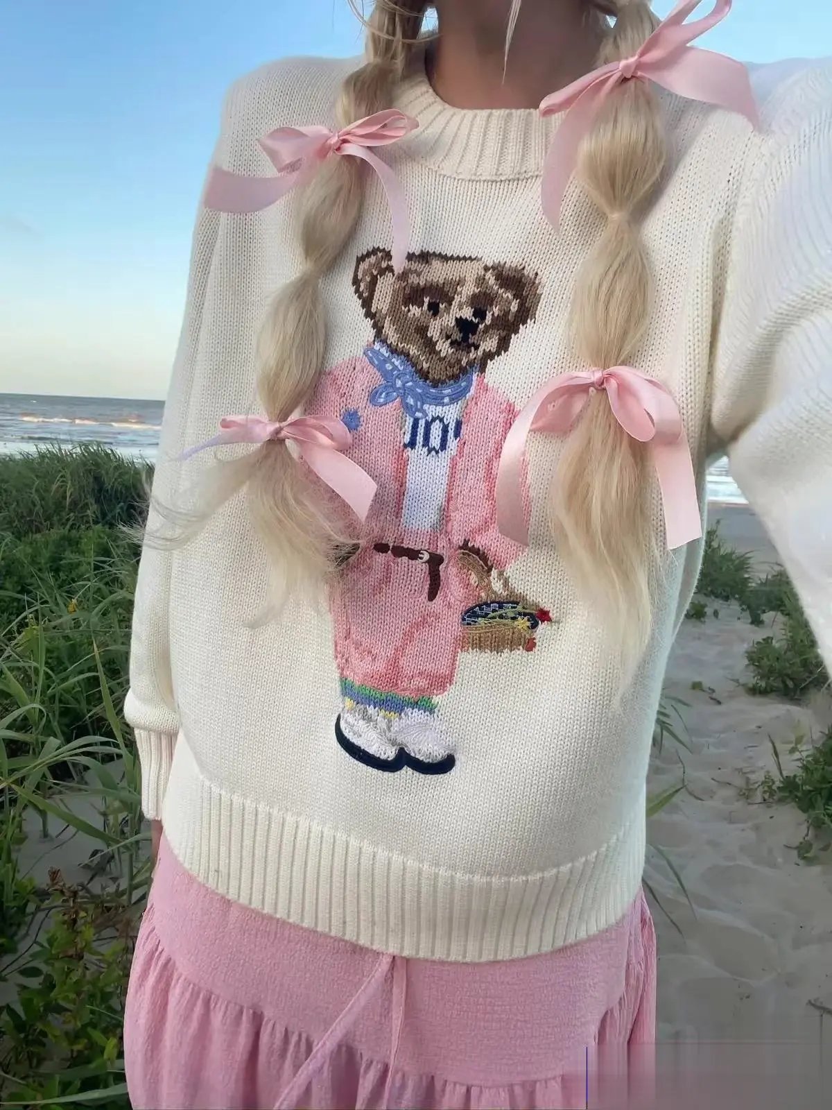 Ralph Lauren Polo Bear Knit Sweater White - 6