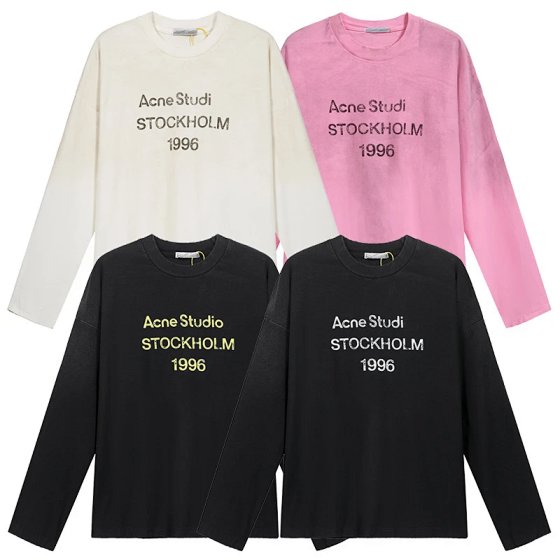 AC1996 Washed Distressed Letter Print Long-Sleeve T-Shirt