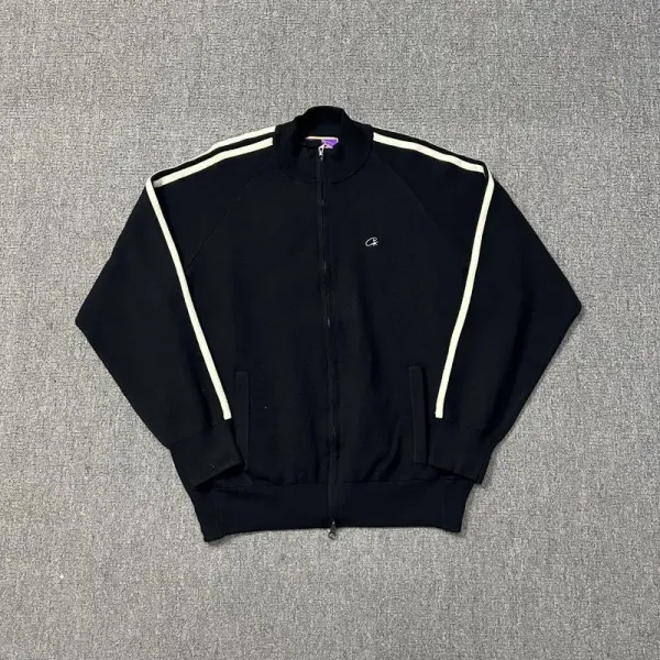 Corteiz Track Jacket Black with White Stripes Outerwear - 15