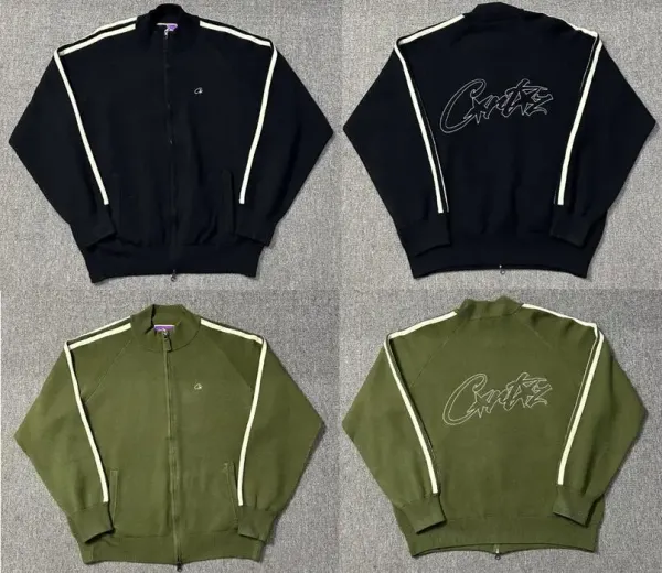 Corteiz Track Jacket Black with White Stripes Outerwear - 4