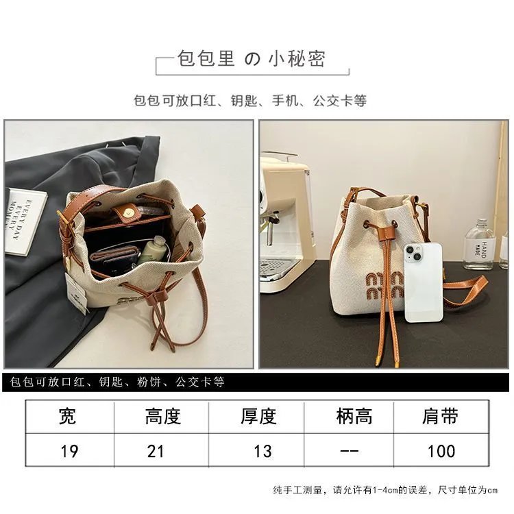 Canvas Bucket Bag Shoulder Crossbody photo 5