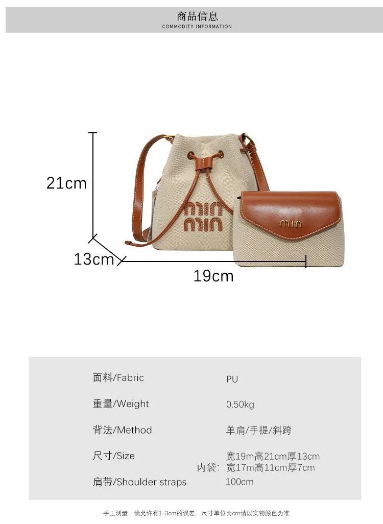 Canvas Bucket Bag Shoulder Crossbody photo 6