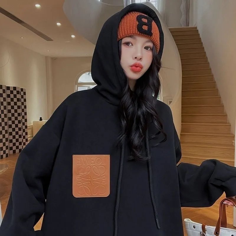 Hooded Sweatshirt with Leather Pocket photo 3