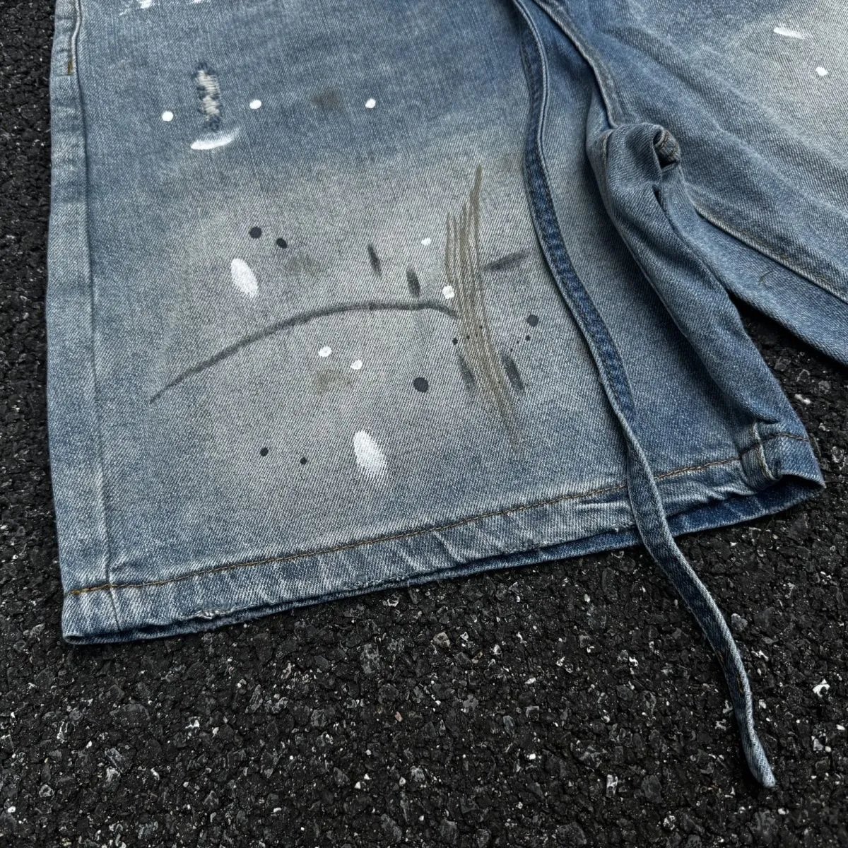 AC Splatter Washed Distressed Denim Shorts photo 7
