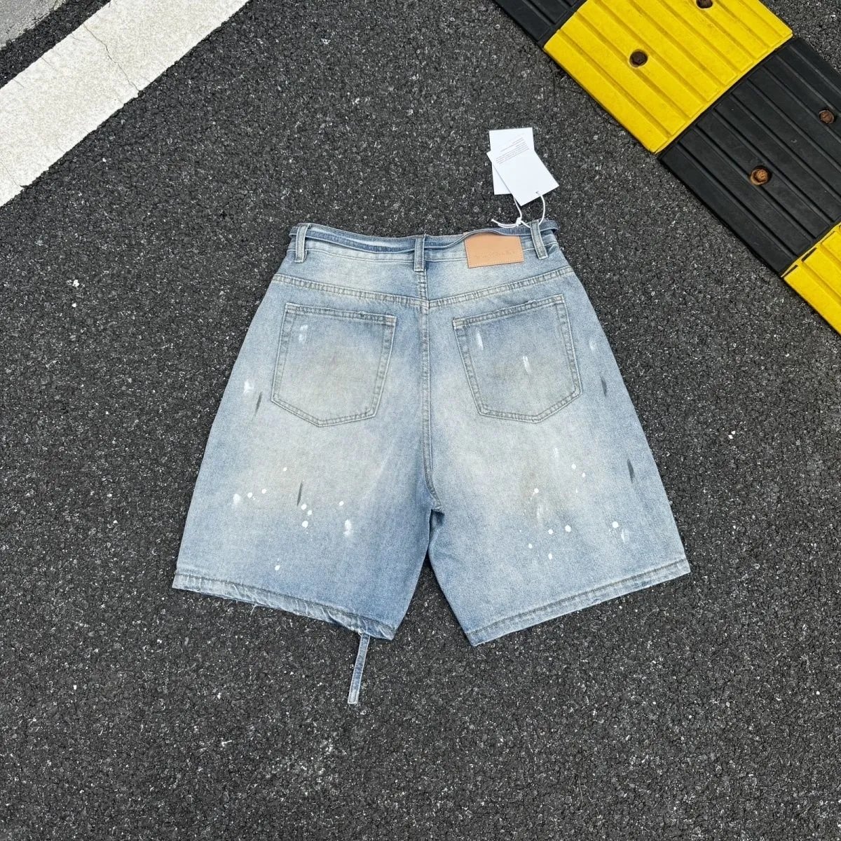 AC Splatter Washed Distressed Denim Shorts photo 2