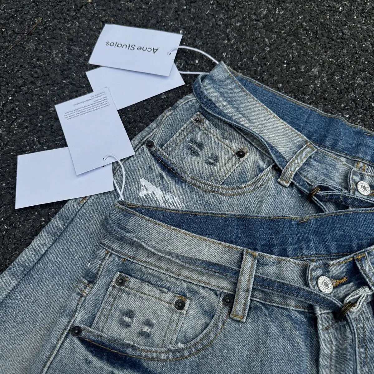 AC Splatter Washed Distressed Denim Shorts photo 8