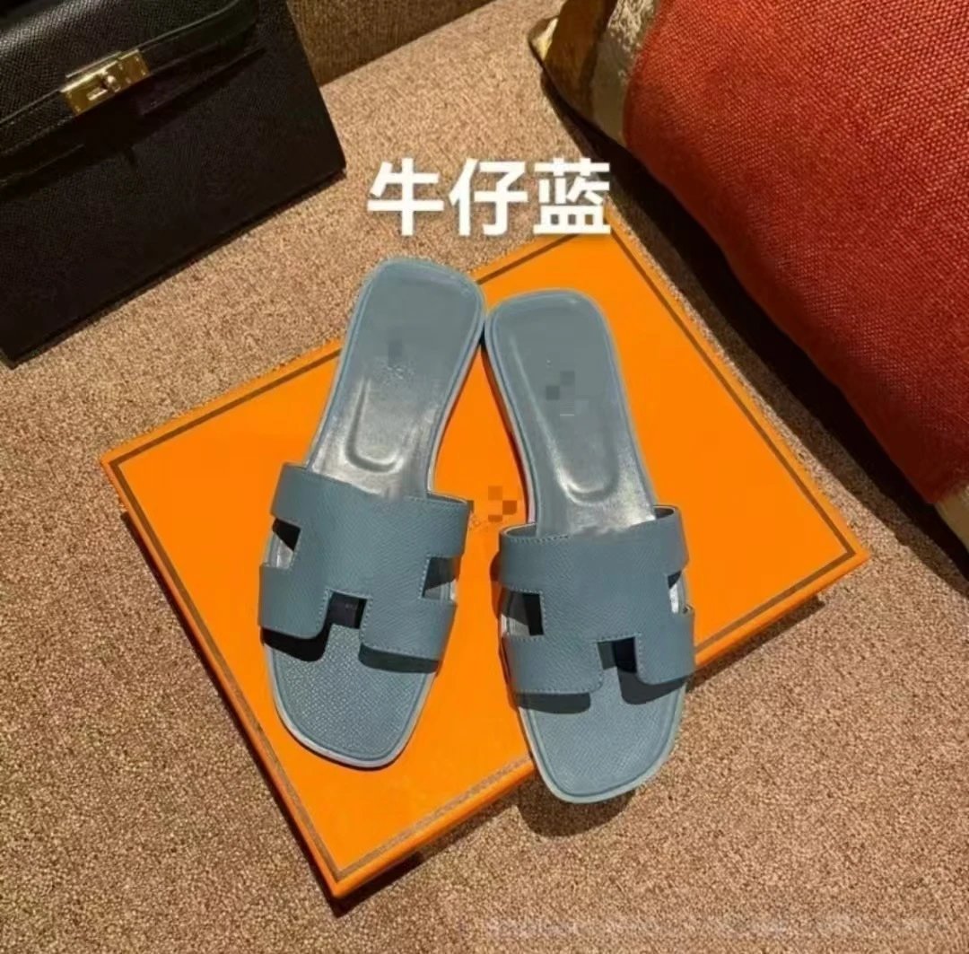 Flat Leather Slides photo 7