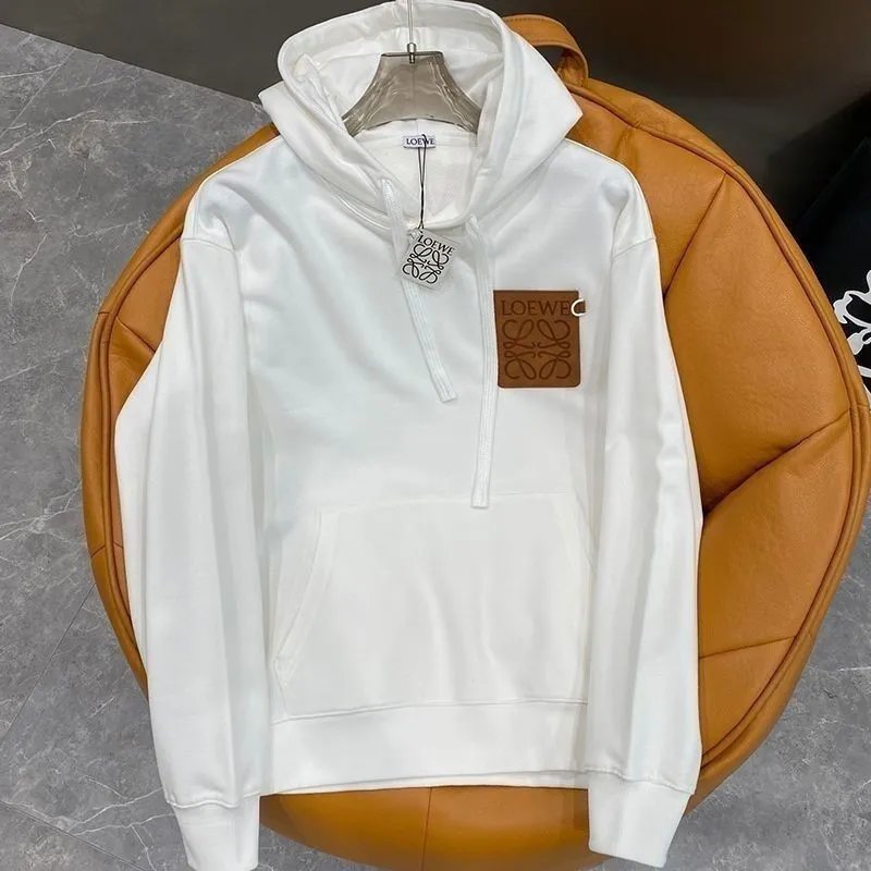 Hooded Sweatshirt with Leather Pocket photo 2