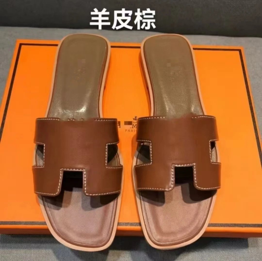 Flat Leather Slides photo 3