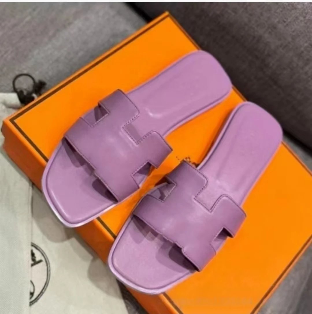 Flat Leather Slides photo 8