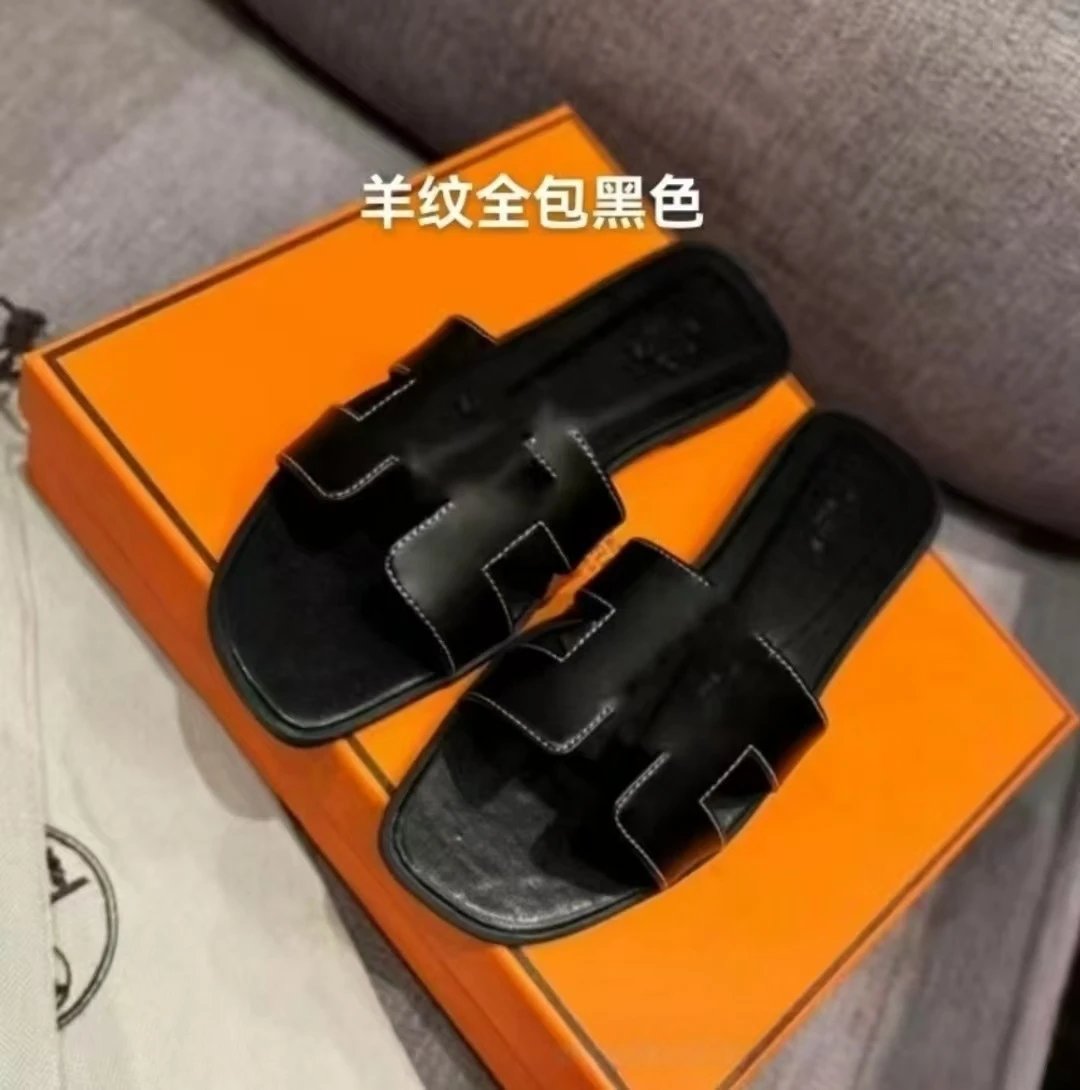 Flat Leather Slides photo 4