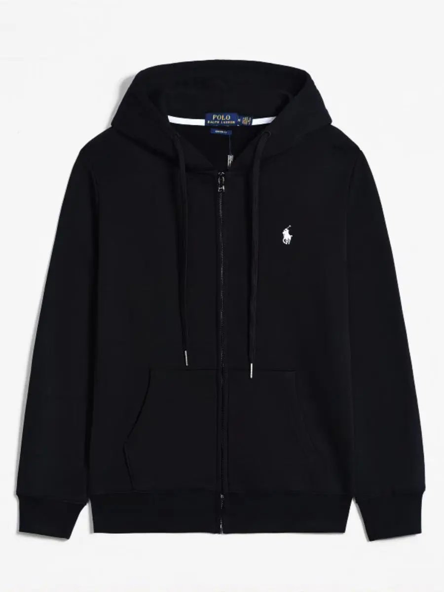 Zip-Up Black with White Logo