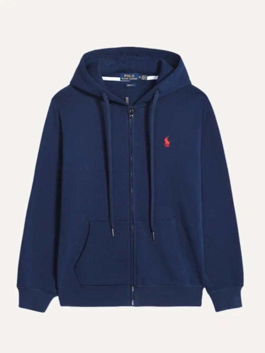 Zip-Up Navy Blue with Red Logo