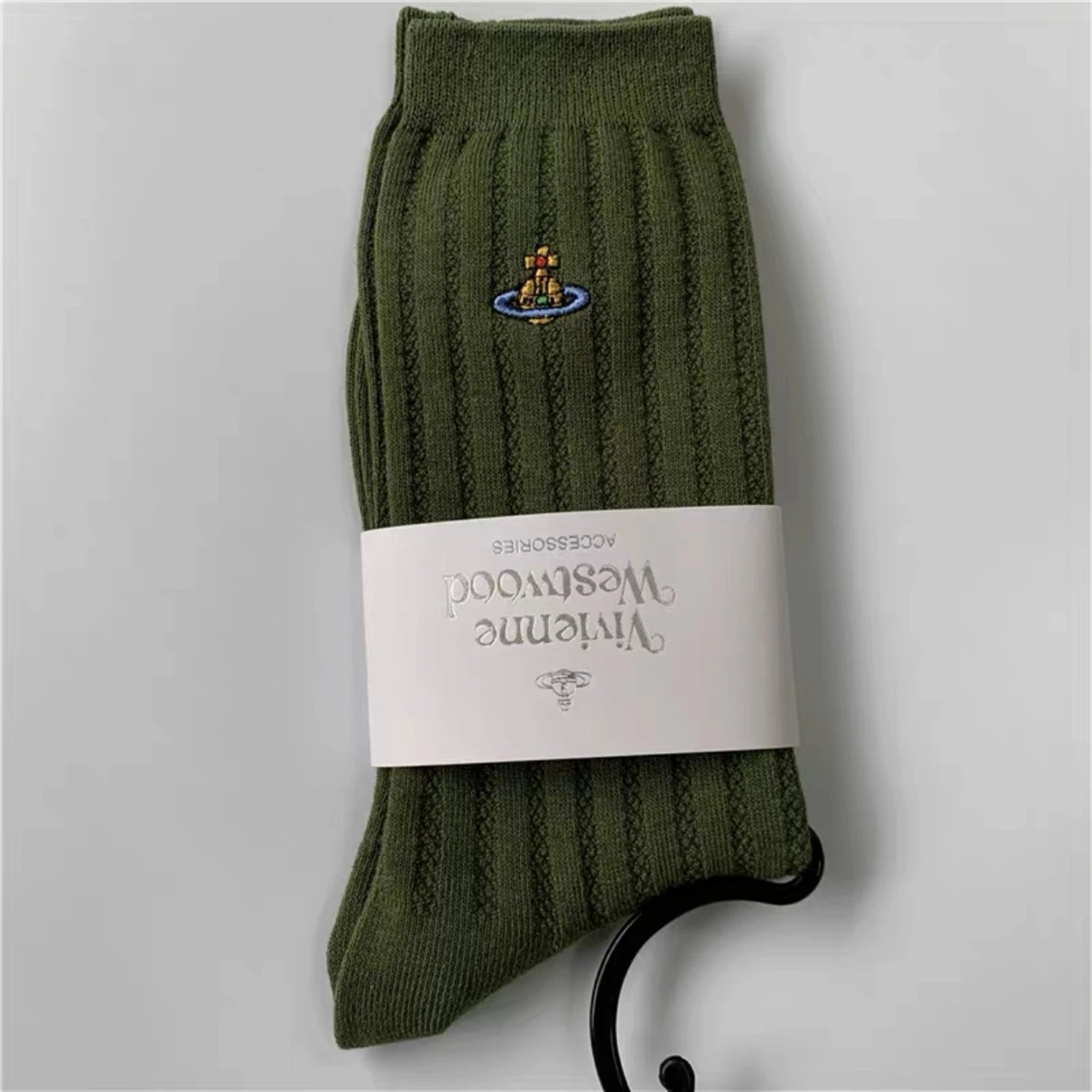 Vivienne Westwood Orb Embroidered Cable Knit Socks Purple - 2
