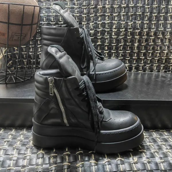 Design Black Chunky Platform Lace-Up Boots - 15
