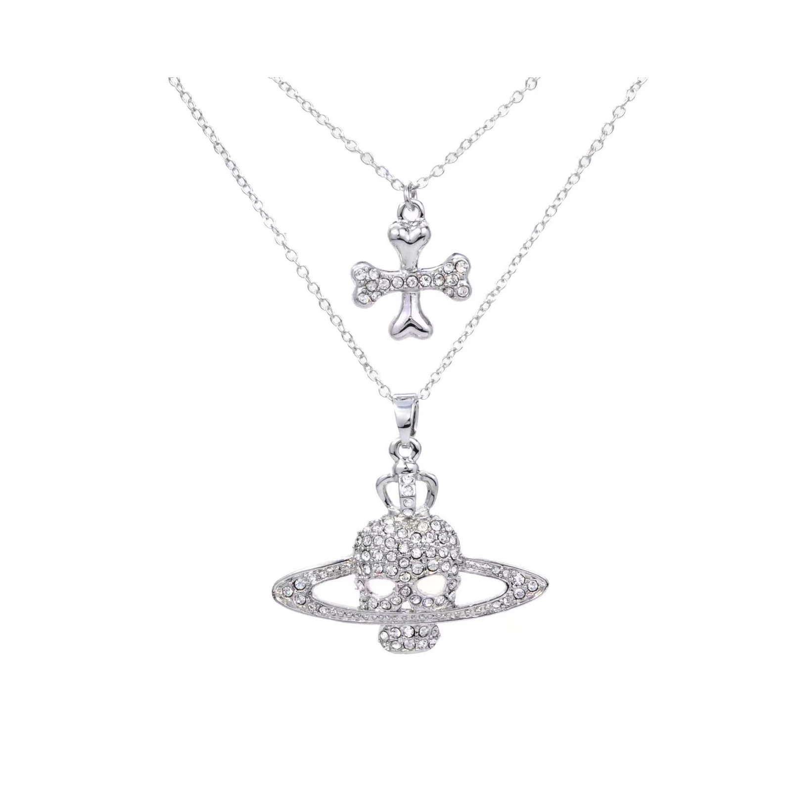 Punk Style Unisex Double-Layer Necklace