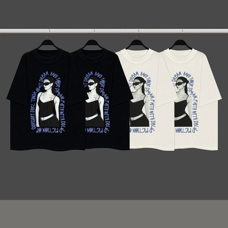 Black Oversized Cotton Graphic T-Shirt Unisex Streetwear Top