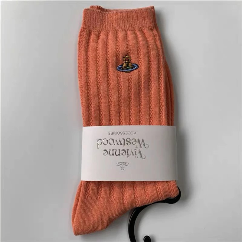 Vivienne Westwood Orb Embroidered Cable Knit Socks Purple - 4