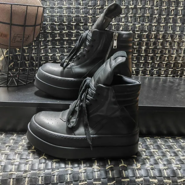 Design Black Chunky Platform Lace-Up Boots - 14