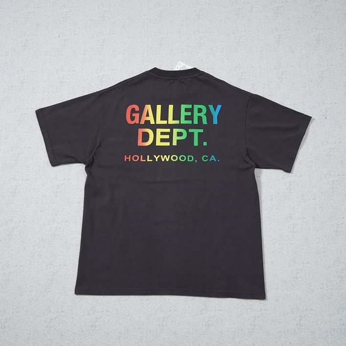 Gallery Dept Black Rainbow Logo Cotton T-Shirt