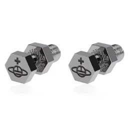 thumbnail for Punk style personality Saturn screw stud earrings for men and women