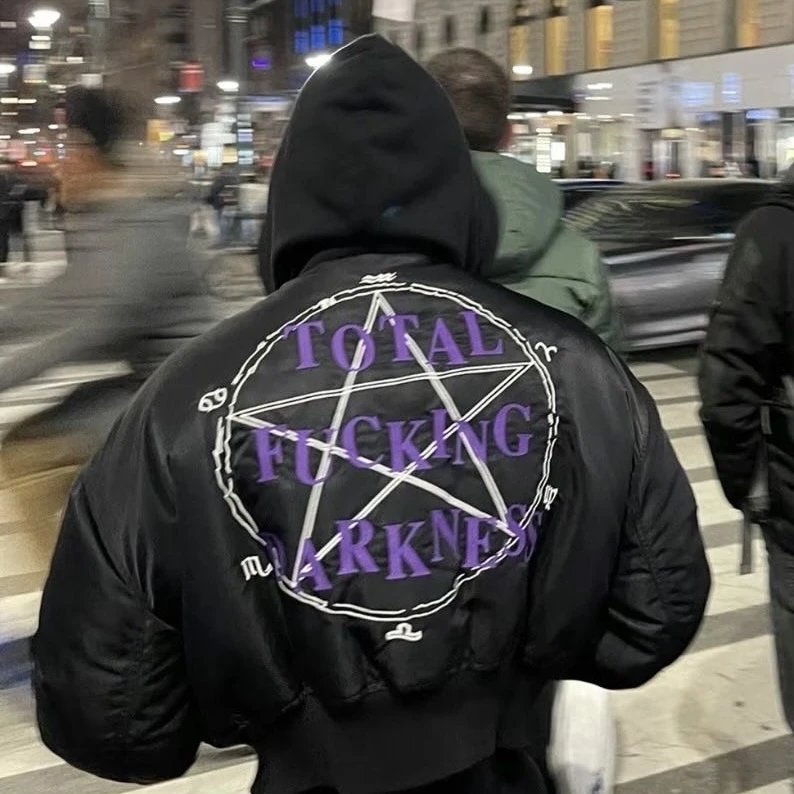 Black Bomber Jacket with Hood